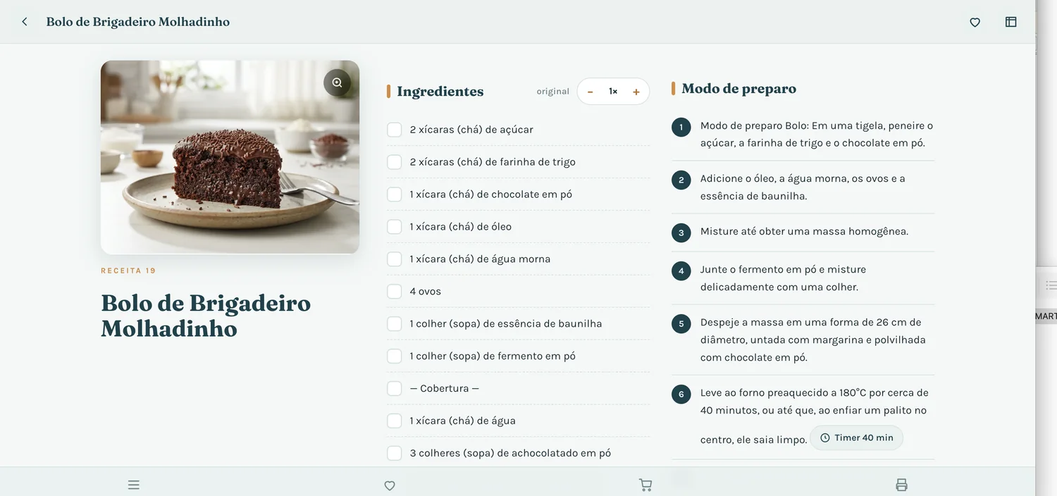 Receita aberta no app